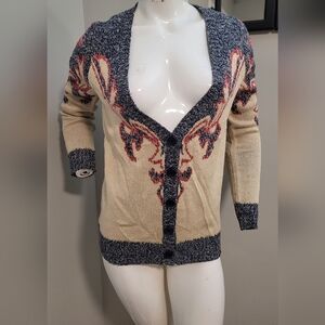 Flying Tomato Cardigan Small Women's Paisley Button-Up Grandma Sweater NWT